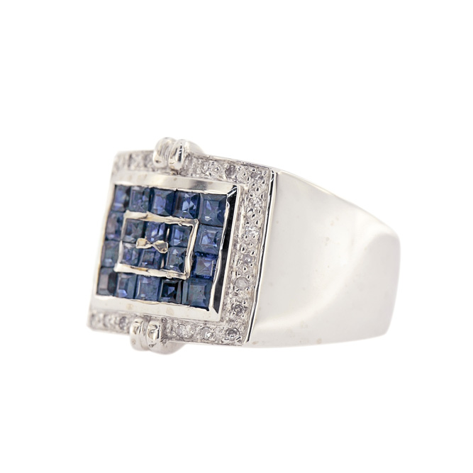 1JDR103117 - Diamond & Blue Sapphire Ring